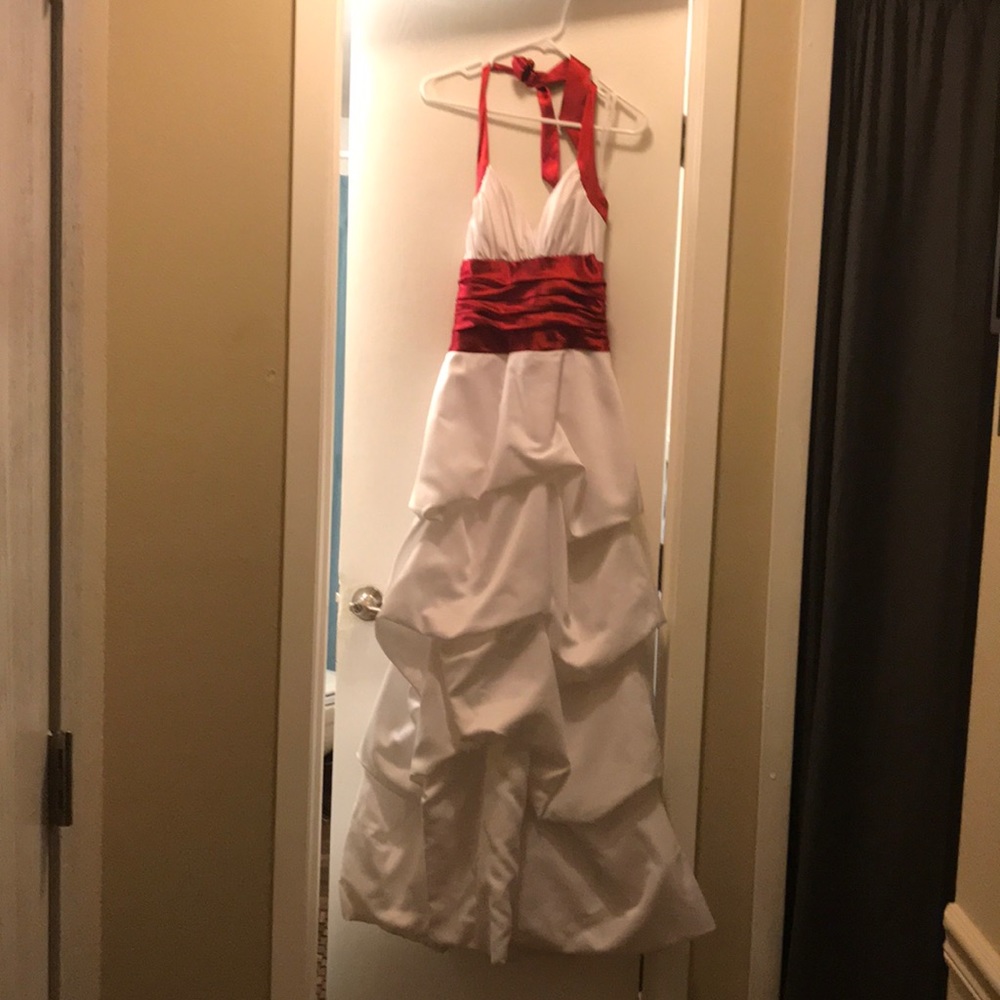 White and red wedding or formal dress